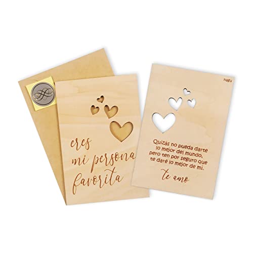 nagu® ES- Tarjeta de madera mi persona favorita, regalos de san valentin, aniversario, tarjeta de amor, tarjeta para novios, novias, cumpleaños