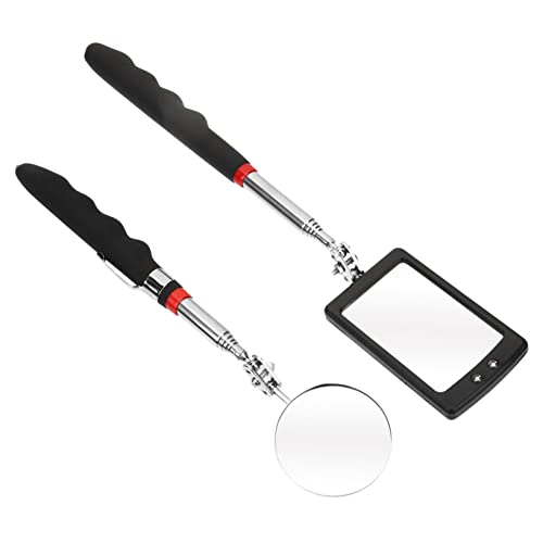 OUNONA 2pcs Vehicle Inspection Mirror Telescoping Mirror Adjustable Inspection Mirror Magnetic Pick- up Tool Mirror Stick Telescoping Lighted Inspection Mirror for Car Black Plastic