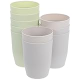 OUNONA 10 Piezas Vaso de Enjuague Bucal Reutilizable para Baño Diseño Redondo Grueso de Verdes y Grises Material PP Duradero Apilable y Fácil de Limpiar para Uso Diario