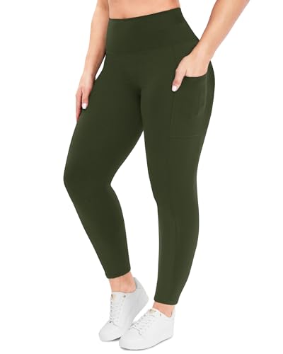 Image of Plus Size Leggings for Women - High Waisted Black Tummy Control Super Soft