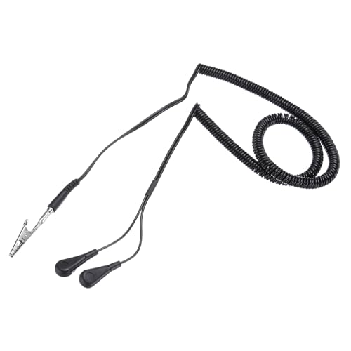Image of MECCANIXITY ESD Grounding Cable Cord 300cm /118 Inch Long,Anti-Static Ground Wire Cable Clamp + Buckle for Eliminate Conductor Electrostatic,Pack of 1(Black)