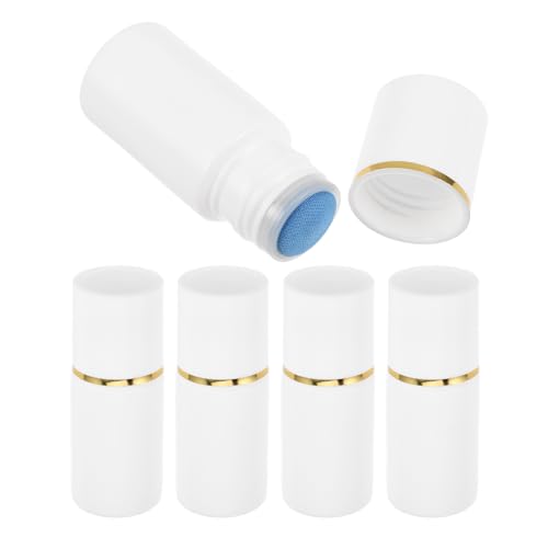 ERINGOGO 5 Piezas Botellas Aplicadoras con Esponja Suave Envases Plásticos Rellenables para Aceite Capilar Loción Cosmética y Aceites Esenciales Tapa Blanca con Detalle Dorado Aplicador