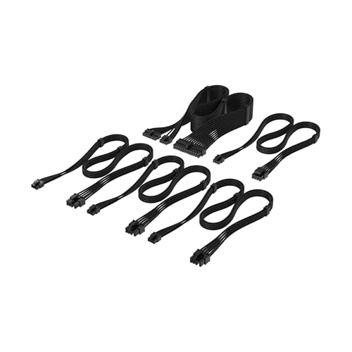 Corsair Elite Premium Type 5 Individual Sleeved PSU Cable Starter Kit Low-Profile Cable Combs Triple-Mesh Paracord Sleeve Compatible Type 5 PSUs Black