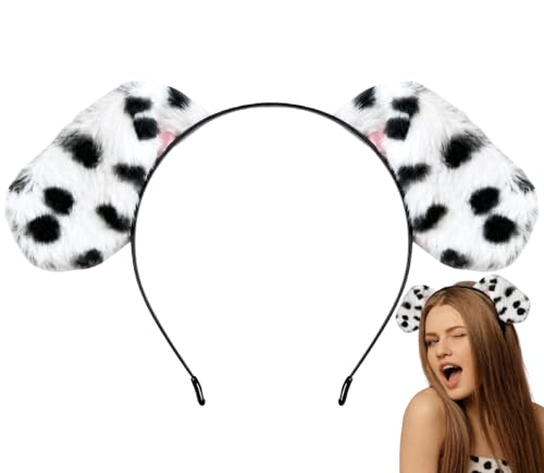 Delfd Dalmatian Ears Headband Dog Ears Headband Puppy Ears With Moveable Design Dog Ear Headband for Adult
