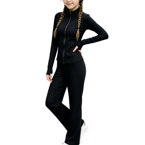 Girls Yoga Outfits, 2 Pieces Sweat Sets Fall Athletic Dance Yoga Gym Set - image 1