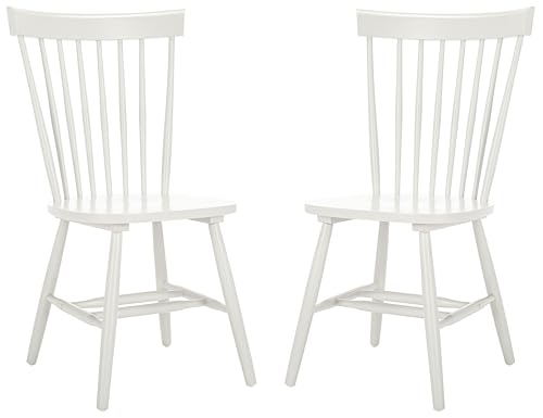 SAFAVIEH Furniture - Parker Spindle Dining Chair Set of 2 - Off-White - Solid Wood - Classic Windsor Design - Ideal for Dining Room, Kitchen, 17.3" Seat Height (AMH8500E-SET2)