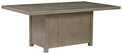 Signature Design by Ashley Windon Barn Rectangular Outdoor Fire Pit Patio Table with Aluminum Frame, Brown
