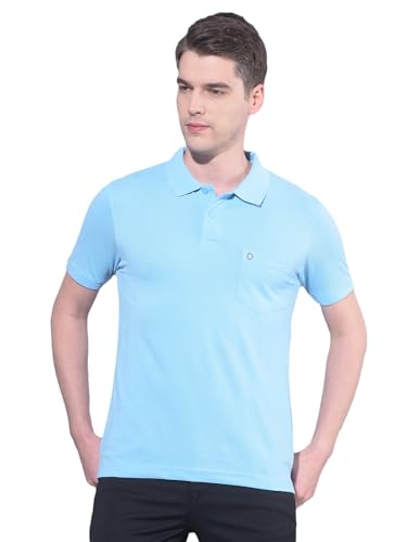 Image of Dollar Men's Pack of 1 Solid Cotton Blend Polo Neck T-Shirt