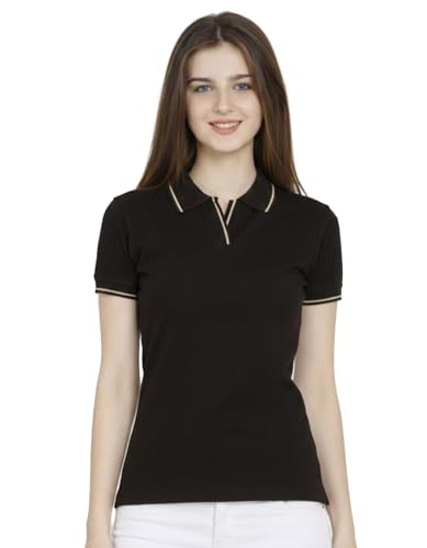 Image of Scott International Women's Cotton Polo T-Shirt | Half Sleeve Plain Collar Tee | Stylish Casual Top | Plain T-Shirt for Girls | Workwear for Office & Casual Wear