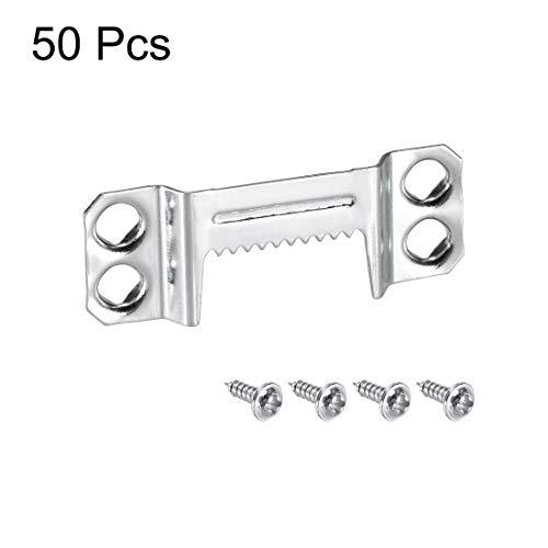 Image of uxcell Picture Hangers, 43mm 4-Hole with Screws for Frame Hanging, 50 Pcs
