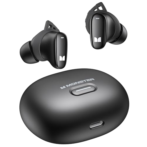 Image of Monster N-Lite 206 Bluetooth Earbuds Wireless Earphones Bluetooth 5.4 in-Ear Earbuds Headphones Built-in Mic, Touch Control, IPX6 Waterproof, Comfortable Fit, Type-C Charging, 25H Playback, Black