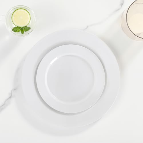 AOZITA 200 PCS White Plastic Plates, Premium Heavy Duty Disposable Plates for Party, 100 Dinner Plates & 100 Salad Dessert Plates, Sturdy Hard Plastic Dinnerware for Wedding, Events