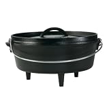 Lodge Seasoned Cast Iron Camp Dutch Oven with Lid - 4 Quart - Dual Handles - Seasoned Cast Iron Cookware with Steel Handle & Strong Lid for Heavy- Duty Camping Cookware