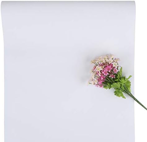 FENTIS White Wallpaper Self-Adhesive Removable Peel and Stick Wall Paper Contact Paper Roll for Living Room Bedroom Kitchen Cabinet Door Shelf DIY Decoration 40x500 cm