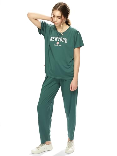 Image of WEET Printed Round Neck Half sleeves Co-ord set Tracksuit For Women