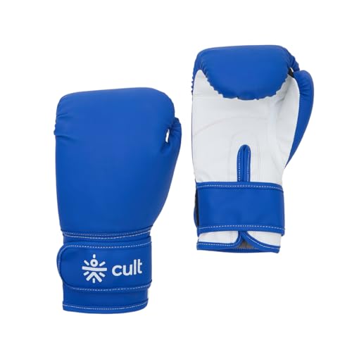 Image of Cult Neo Boxing Gloves 10 OZ - Pro-Style Training Gloves for Sparring, Heavy Bag & Mitt Work - Premium PU Leather, Shock Absorbing Padding, Ergonomic Design with Wrist Support - Blue & White