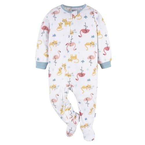 Image of Gerber Baby Girl & Toddler 2-Pack Loose Fit Fleece Footed Pajamas