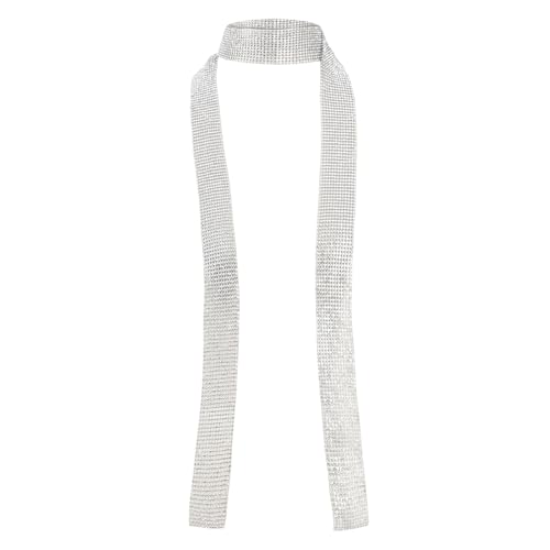 Surblue Women Sequins Neck Tie Scarf Sparkling Metallic Neckerchief for Evening Party Dresses Wedding Party