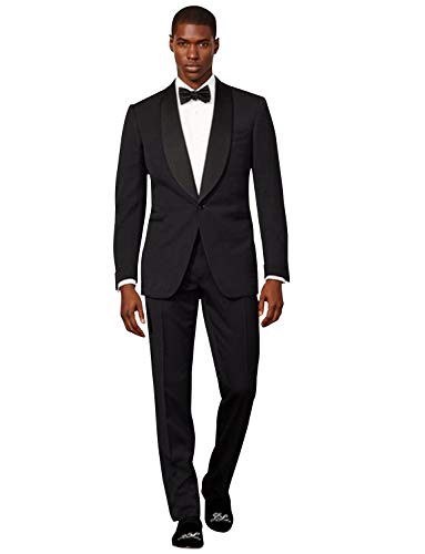 Costume châle revers homme ensemble veste pantalon noir mariage cérémonie coupe slim