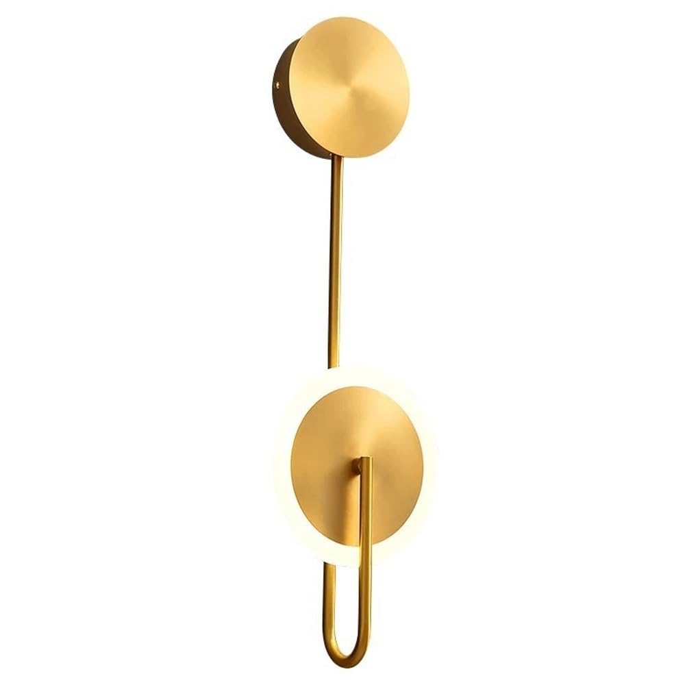 HPTHLY Indoor Wall Lights Fixtures Brass Finish Wall Lamps 1-Light Led Wall Sconces For Bathroom Bedroom Kitchen With Metal Shade Vintage Fixture