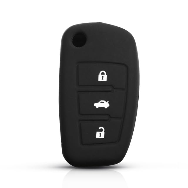 Rubik 3 Buttons Silicone Car Key Case for Audi A3 A4 A5 A6 A8 Q5 A8 TT S6, TPU Soft Remote Control Protection Shell Cover - Black