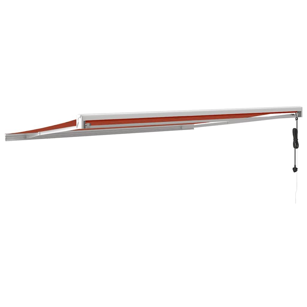 Tenda da sole retrattile arancione e marrone, 4,5 x 3 m, con tessuto resistente ai raggi UV e telaio in alluminio verniciato a polvere, motorizzata elettricamente, ideale per balcone, giardino