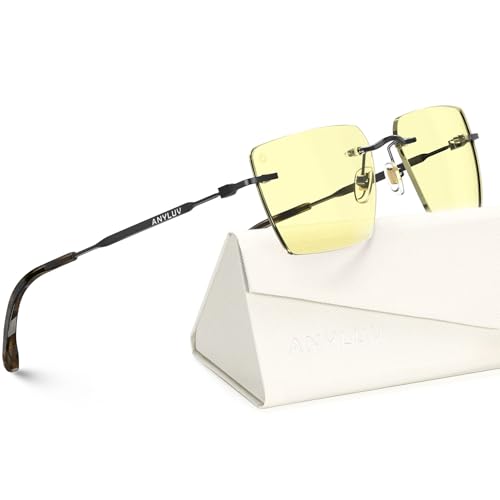 Image of ANYLUV Rimless Blue Light Glasses for Women /Men, Fashion Lightweight Blue Light Blocking Glasses with Stylish Metal Temples