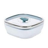 Anyday 5.5-Cup Square Glass Food Storage with Glass Lid | Plastic-Free Meal Prep & Microwave Cookware | Stackable Airtight Storage Container with Vented Lid for Microwave-Safe Reheating