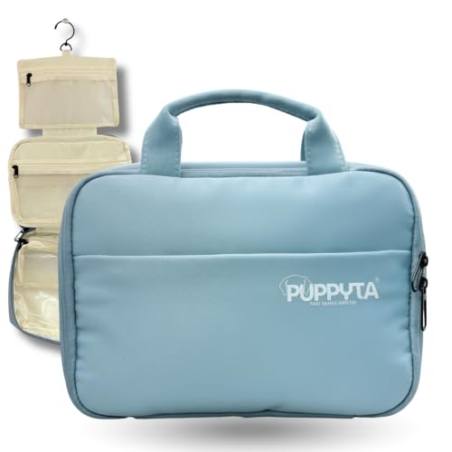 Image of Water Resistant Toiletry Pouch for Men & Women - Travel Pouch Bag for Men with Hanging Hook, Multi-Compartment Organizer, Lightweight & Spacious | Medicine Pouch for Travel | Free Travel E-Book