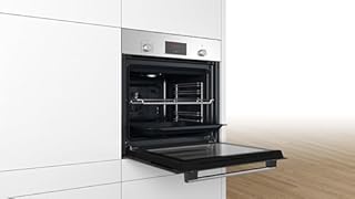Bosch HBF114BS1 Serie 2, Forno da incasso, Cottura uniforme fino a 3 livelli, Manopole a scomparsa, Display digitale LED rosso, Idrolisi, Acciaio, 60 x 60 cm, Versione Esclusiva Amazon