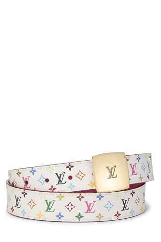 Louis Vuitton, Pre-loved Takashi Murakami x Louis Vuitton White Monogram Multicolore Ceinture 85, White