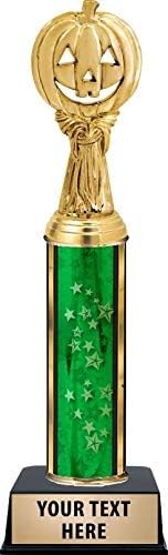 Crown Awards Halloween Pumpkin Harvest Trophies, Personalized Green Halloween Contest Trophy, Your Own Engraving Included Prime