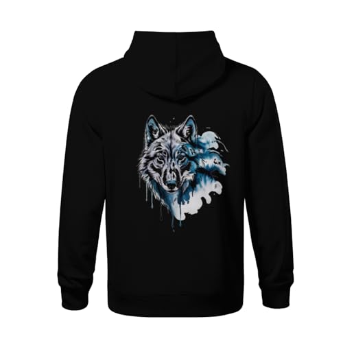 Kids Watercolor Wolf Boys Girls Lightweight Kangaroo Pocket Fleece Hoodies3