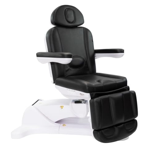 Silver Fox - Spa Chair for Esthetician, Electric Facial Bed with 240° Rotation, 4 Motors, and Adjustable Headrest, Professional Medical Spa Exam Chair - 2246B, (Black)