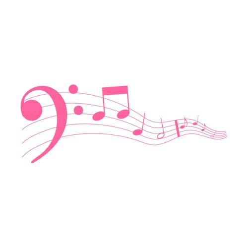 Pegatinas de pared Notas musicales, ondas y pentagramas, claves de sol y de fa, canciones o partituras, diseño plano 30x78.7cm Decoración de carrocerías Rosa