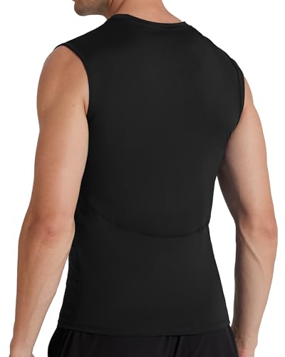 WISMBOX Herren Kompressionsshirt ärmellos, atmungsaktives Sport Tank Top und Muskelshirt, Baselayer für Fitness und Fußball