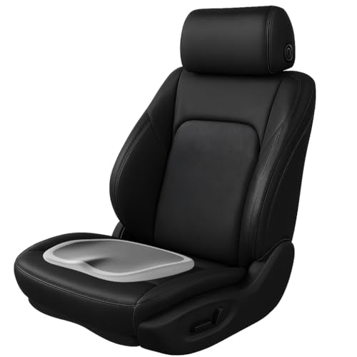 Image of Memory Foam Cars Neck and Lumbar Support Pillow, Removable Cover, Head Rest Support for Cars, Office Chair, Black, 1 Pack (Seat Cushion (Gray))