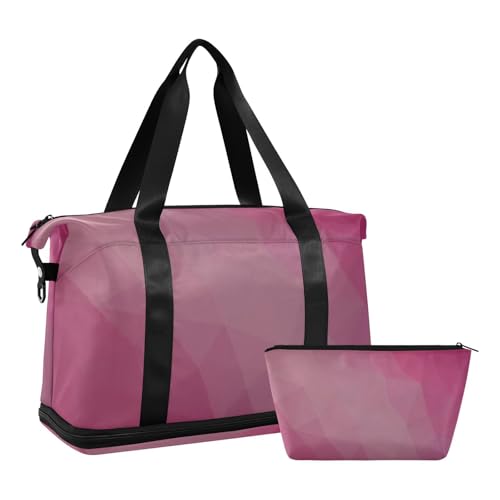 Pink Gradient Large Bag Sports Gym Tote Bag with Adjustable Strap for Trip Waterproof