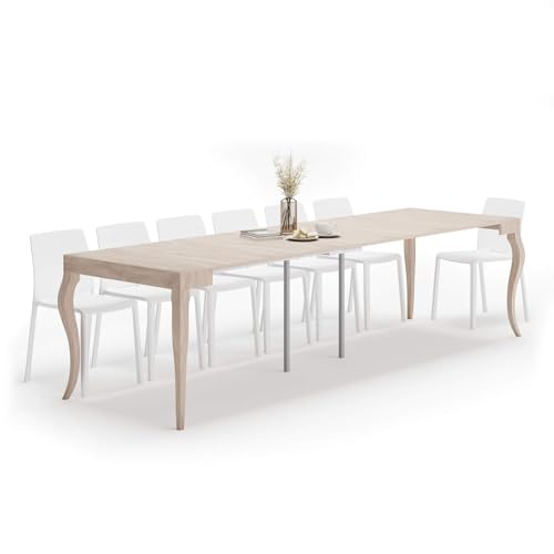 MOBILI FIVER, Console Extensible Classico, 45(306,2) x90 cm, Orme Perle, pour 14 Personnes, Console Extensible pour Salon, Made in Italy