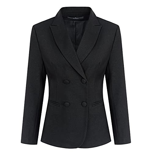 Yynuda Women's Double Breasted 2 Piece Slim Fit Office Business Blazer Pant Suit Set For Work Black #TOP1
