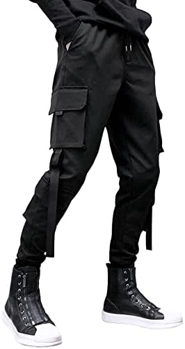 Floerns Men’s Drawstring Waist Joggers Top-Stitching Cargo Pants