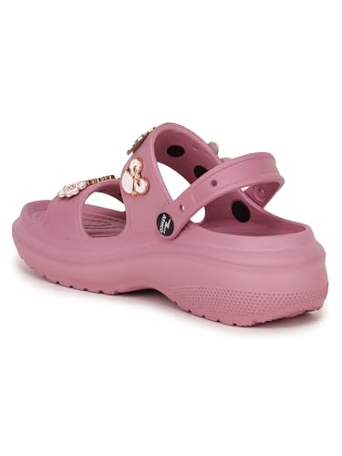 Image of ATHCO Soho Clogs Sandal for Women's|Girls|Dual-Color Soft EVA Cushioned With Massage Footbed|Easy Wear with Adjustable Back Strap|Lightweight Platform Heels|Flexible|Breathable|Extra Soft Comfortable Anti-Skid Casual Mule|All-Season|Summer|Monsoon|Rain|Winter|Waterproof|Casual Slip-On Sandal with Cute Charms & Chunky Design|Indoor & Outdoor Wear|Trendy|Fashionable|Stylish|Shoes