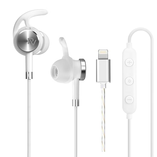 PALOVUE Lightning Earphones with Mircrophone Headphones Earbuds for Sports Workout MFi Certified Noise Isolation Compatible iPhone 14 13 12 11 Pro Max iPhone X/XS Max/XR /8/P 7/P Neoflow White