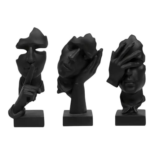 GZDDYUMYJX Estatua de Pensador de 3 Piezas, el Silencio es Oro Figura de Arte...