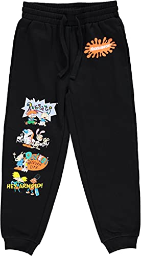 Nickelodeon Boys Jogger Sweatpants - Rugrats, Ren And Stimpy, Hey Arnold And Rocko's Modern Life Sizes 4-20 (8, Black) #TOP17