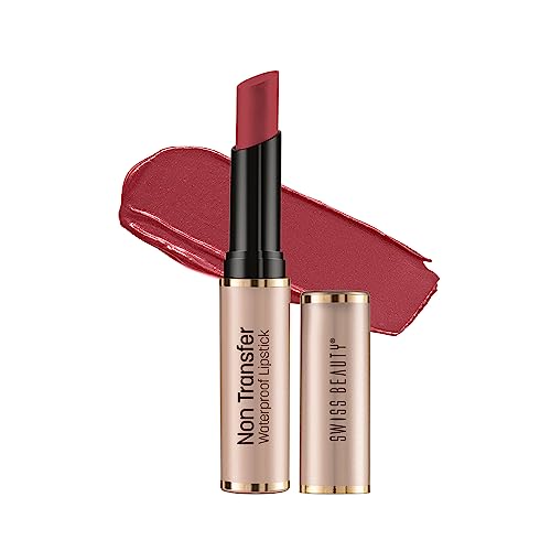 Swiss Beauty Non-Transfer Waterproof Lipstick with Jojoba Seed Oil | Matte Finish | Long-Lasting | Highly Pigmented | Shade- Coral Crush, 3gm