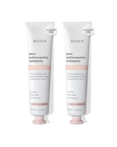 Image of Boka Fluoride Free Toothpaste, Nano Hydroxyapatite Toothpaste, Appropriate for Sensitive Teeth - for Adult Oral Care - Coco Ginger Flavor, 1.3 Fl Oz 2Pk
