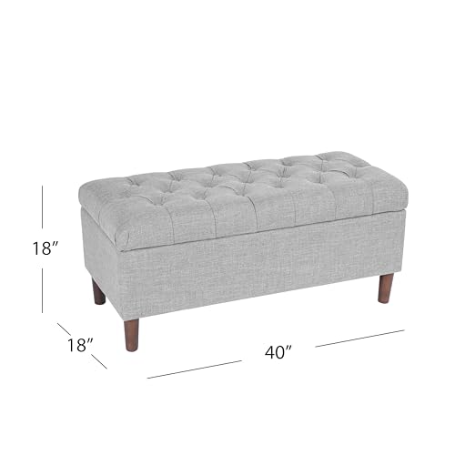 Image of HomePop 40 inch Ainsley Button Tufted Storage Bench - Gray Woven
