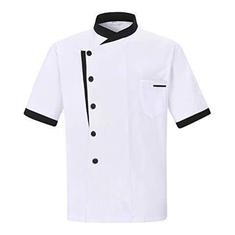 Nanxson Unisex Men Chefs Jacket Apparel Long Sleeve Chef Uniform Coat CFM0016 (M, Shortsleeve White) Cover