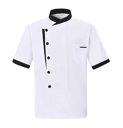 Nanxson Unisex Chef Jacket Men's Chef Coat Restaurant Kitchen Chef Uniform CFM0016 (White Shortsleeve, M)